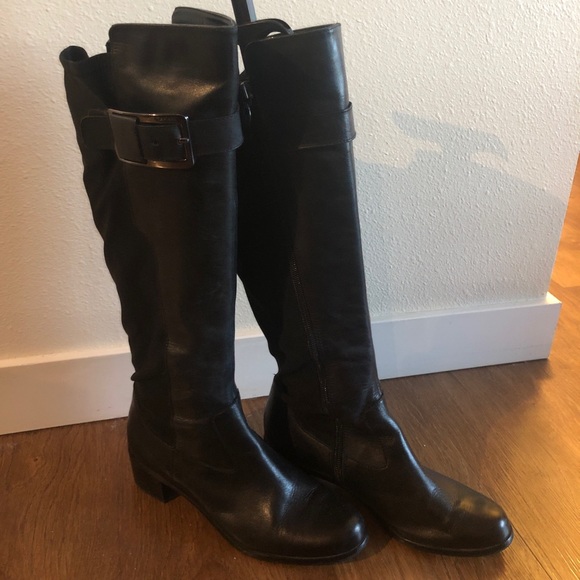 Tahari tall black leather riding boots - Picture 1 of 3
